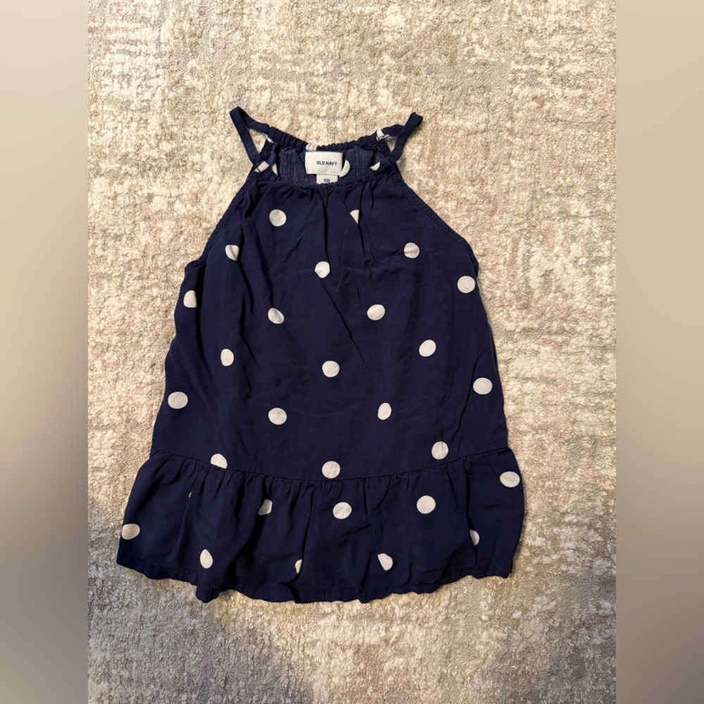 Old Navy Navy Blue Polka Dot Kids Blouse size M